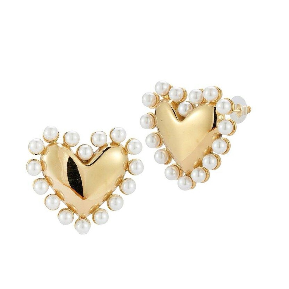 House of Harlow 1960 Gold Heart Pearl Earrings